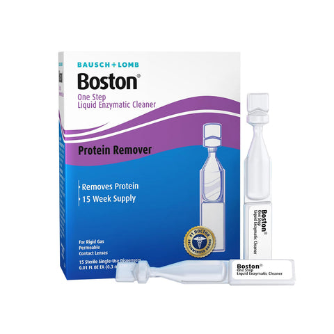 Boston One Step Liquid Enzymatic Cleaner, Protein Remover, 0.01 Fl Oz (1 Box of 15 Dispensers)
