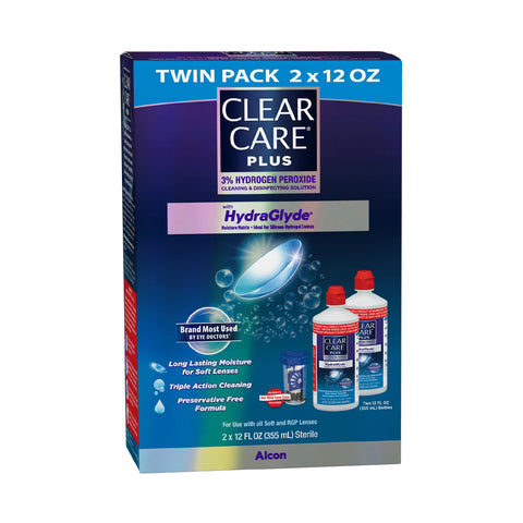 Clear Care Plus Cleaning Solution with Hydraglyde, Twin Pack, Multi, 12 Oz, Pack of 2