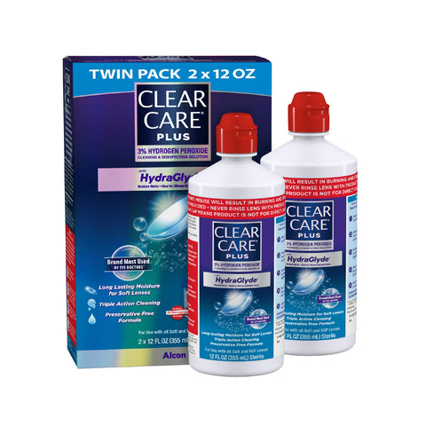 Clear Care Plus Cleaning Solution with Hydraglyde, Twin Pack, Multi, 12 Oz, Pack of 2