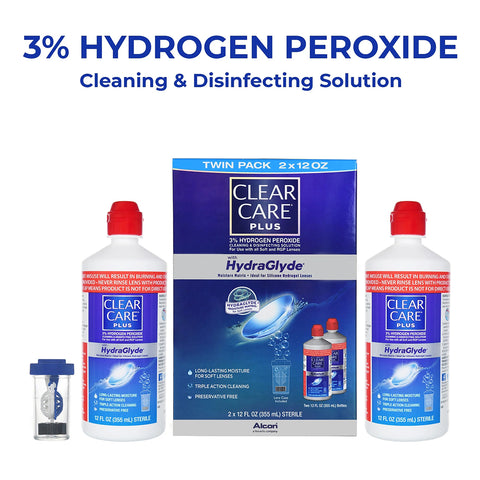 Clear Care Plus Cleaning Solution with Hydraglyde, Twin Pack, Multi, 12 Oz, Pack of 2