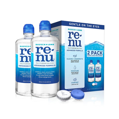Renu Advanced Contact Lens Solution, Multi-Purpose Solution for Soft Contact Lenses 2 x 12 fl oz (355mL)