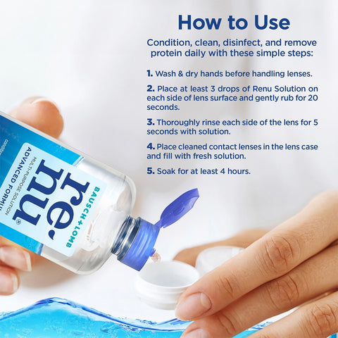 Renu Advanced Contact Lens Solution, Multi-Purpose Solution for Soft Contact Lenses 2 x 12 fl oz (355mL)
