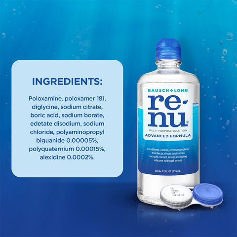 Renu Advanced Contact Lens Solution, Multi-Purpose Solution for Soft Contact Lenses 2 x 12 fl oz (355mL)
