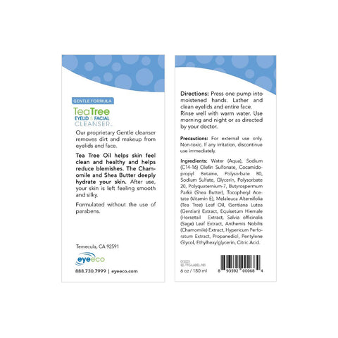 EyeEco Gentle Formula Tea Tree Eyelid & Facial Cleanser (1.69oz & 6.09oz)