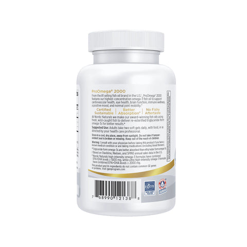 Nordic Naturals ProOmega 2000, Lemon Flavor - 2150 mg Omega-3 Soft Gels - Ultra High-Potency Fish Oil