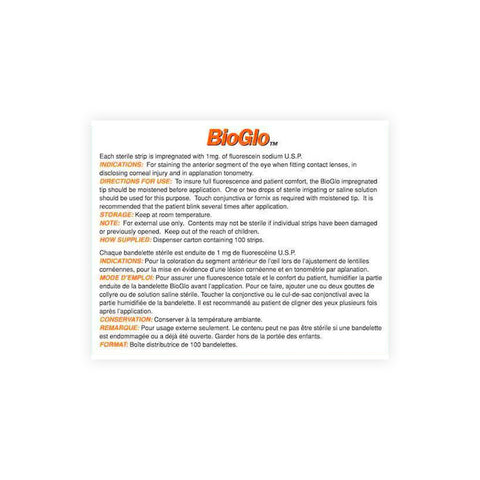 Bio Glo Fluorescein Strips (100) pack