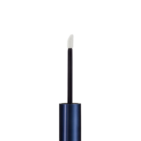 A close-up showcases a blue and black RevitaLash RevitaBrow Advanced Eyebrow Conditioner Serum tube, with the applicator wand featuring a white, slightly curved tip for smooth application of BioPeptin Complex®, perfect for brow conditioning. The background is white.
