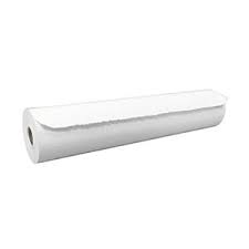 A large roll of MedPharma USAs Visual Field Paper, Fat Roll, for Humphrey (216mm), is displayed against a plain white background. The paper looks thick and smoothly rolled, with one edge slightly lifted.
