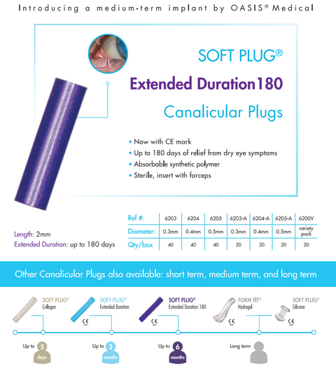 Oasis SOFT PLUG Extended Duration 180 Day Canalicular Plugs 40pk