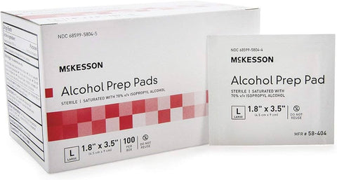 Box of 100 large sterile alcohol wipes – oversized antiseptic pads with 70% isopropyl alcohol from McKesson. Shop now – Vision Rescue