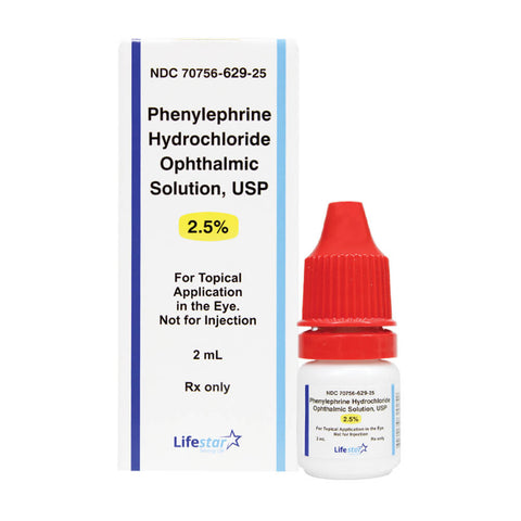 Phenylephrine 2.5% ophthalmic solution 2mL bottle by Lifestar Pharmaceuticals – prescription eye drops for pupil dilation – Vision Rescue.