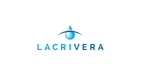 LACRIVERA logo with a white stylized eye design above the brand name, centered on a solid purple background.
