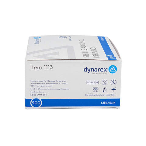 Alcohol Prep Pads, Medium 200/Box - Dynarex