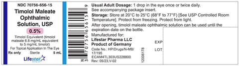 Timolol, 0.5%, 5mL