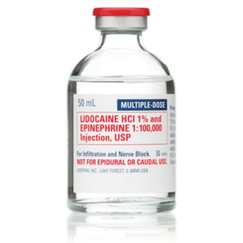 Lidocaine Injection 1% w/ Epinephrine, 50mL - Case of 25