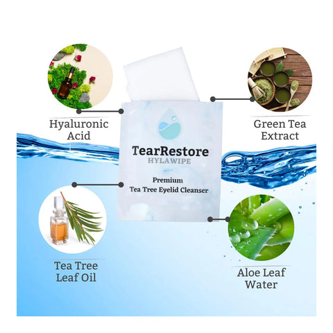 TearRestore HylaWipe Irritation-Free Tea Tree Eyelid Cleansing Wipes