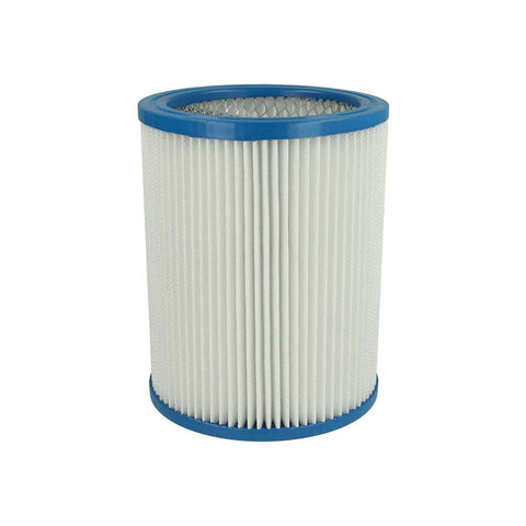 The MedPharma USA Micron Filter is a cylindrical air filter featuring pleated white material with blue plastic edges and includes a top-section metal mesh for enhanced performance. Perfect for healthcare professionals seeking reliable air quality solutions.