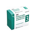 The MedPharma USA PVP Solution Swabsticks come in green and white packs of 3, specifically labeled for professional and hospital use, with a large 3 on the front. Each box contains 25 packs, designed for antiseptic needs.