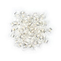 A scattered pile of fortune cookies in clear wrappers, featuring black text, lies on a white background. These wrappers resemble the precision and hygiene of MedPharma USAs Tonometer Tip Covers, Individually Wrapped, 300/Box.