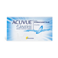 The Acuvue Oasys 12 Pack, featuring Hydraclear® Plus Technology in sleek blue and white packaging with water imagery, is labeled as a Class 1 UV blocker and contains 12 lenses for optimal eye protection.