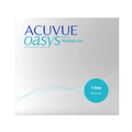 The Acuvue Oasys 1-day (90 Pack) features HydraLuxe Technology. Its mostly white box with blue and teal text has a teal circle in the lower right corner, indicating it includes 90 daily disposable lenses.