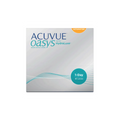 The silver Acuvue Oasys 1-Day for Astigmatism (90 Pack) box, with teal and orange accents, includes HydraLuxe Technology for daily comfort and clarity.