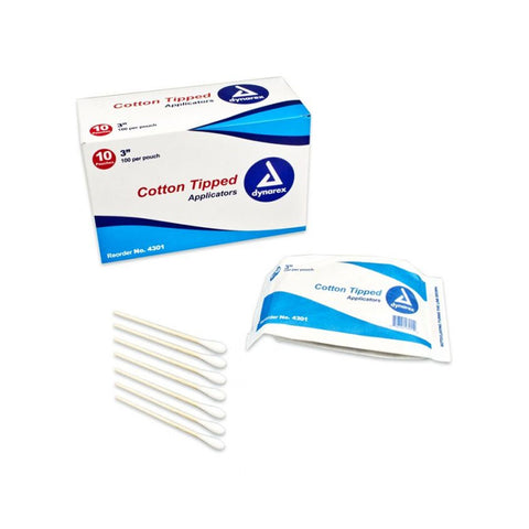 Cotton Tip Applicator, Non-Sterile (Wood) 3" 1000/Box- dynarex