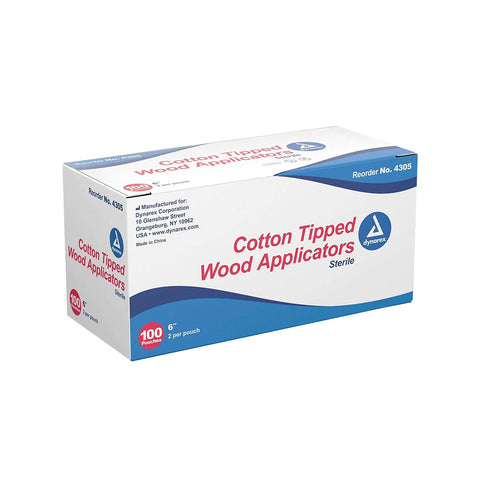 Cotton Tip Applicators (Wood) 6" (2's) - 100/Box