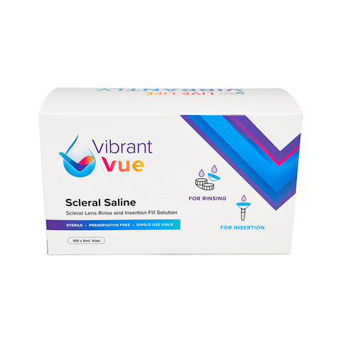 Vibrant Vue Saline Lens Rinse and Insertion Fill Solution, 100% Preservative Free, 100 Vial box