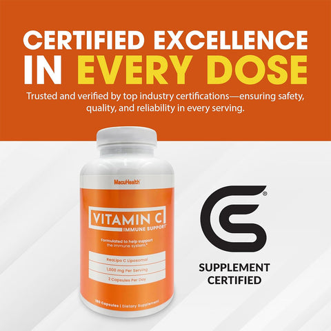 Macuhealth Liposomal Vitamin C 1000MG Per Serving - High Bioavailablity Vitamin with Fat-Soluble Antioxidants and Enhanced Absorption (180ct)