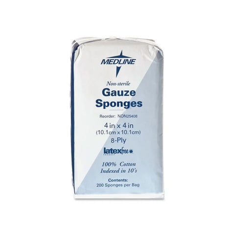 Gauze, 4 x 4, 8-ply, Non-Sterile, 200/Bag