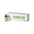 Two vials of MedPharma USAs Indocyanine Green for Injection Kit, 6/Pack, are shown with packaging. The labels confirm its for intravenous use, suitable for medical imaging and vascular visualization.