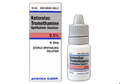 Image of a box and bottle of Ketorolac Topical Solution Eye Drops, 0.5%, 10ml by MedPharma USA. This NSAID eye drop relieves ocular pain and inflammation. The box shows dosage and usage, while the nearby white bottle has a gray cap.