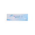 The 1-Day Acuvue Moist for Astigmatism (30 Pack) by Acuvue offers UV protection and astigmatism correction. The light blue and white box features Lacreon technology and includes 30 daily disposable toric lenses.