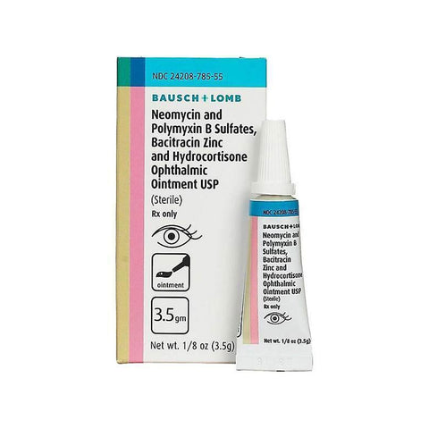 Neomycin Polymyxin B Sulfates, Bacitracin Zinc Hydrocortisone Acetate Ophthalmic Ointment, 3.5g - Bausch and Lomb