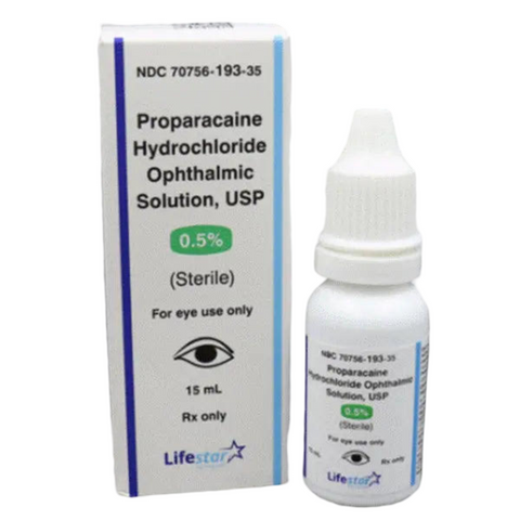 Proparacaine 0.5% ophthalmic anesthetic solution 15mL bottle by Lifestar - prescription eye drops for fast-acting ocular anesthesia, Shop at Vision Rescue.