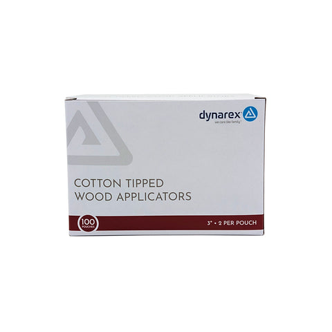 Cotton Tip Applicatiors, 3in - 2's, Wood, Sterile 100/Box