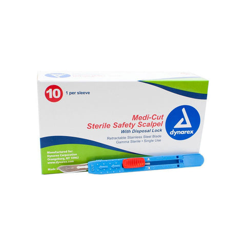 Scalpel #15 MediCut Safety Surgical-10/box - dynarex