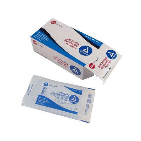 Sterilization Pouches 3.5" x 5.25" Self-Sealing - 200/Box- dynarex