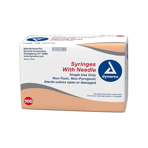 Syringes 5cc with 21g x 1" Needle 100/Box- Dynarex