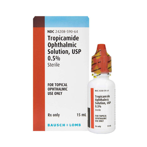 Tropicamide 0.5% 15mL eye drops by Bausch & Lomb used for retinal imaging and pupil dilation during routine eye exams ‚Äì Vision Rescue.