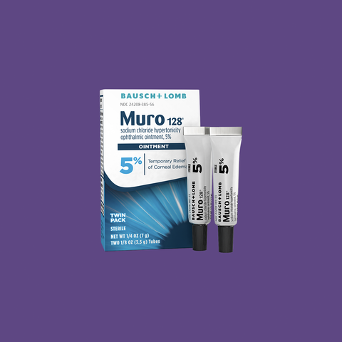 Muro 128 Sodium Chloride Ointment Twin Pack, Temporary Relief for Corneal Edema, 5% Ointment, 1/8 Fl Oz (3.5 g) Twin Pack