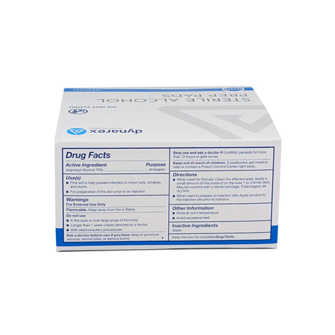 Alcohol Prep Pads, Medium 200/Box - Dynarex