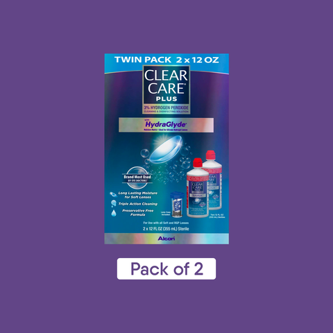 Clear Care Plus Cleaning Solution with Lens Case, Twin Pack, Multi, 12 Oz, Pack of 2