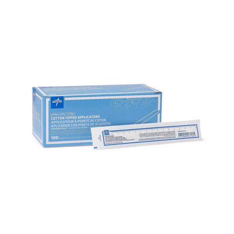 Cotton Tip Applicators,3", Sterile, 2/Pack, 100 packs/Box, Wood
