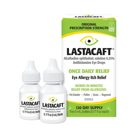 Lastacaft Once Daily Eye Allergy Itch Relief Drops (Twin Pack 2x5mL 120 Day Bottle)