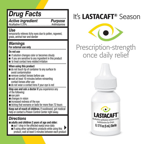 Lastacaft Once Daily Eye Allergy Itch Relief Drops (Twin Pack 2x5mL 120 Day Bottle)