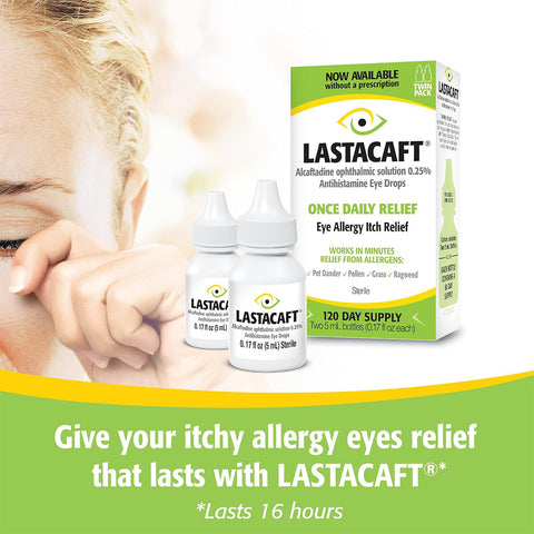 Lastacaft Once Daily Eye Allergy Itch Relief Drops (Twin Pack 2x5mL 120 Day Bottle)