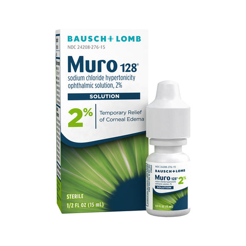 Muro 128 Eye Drops, Temporary Relief for Corneal Edema, 2% Solution, 0.5 Fl Oz