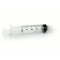 A MedPharma USA 5cc Luer Lock syringe with black measurement markings from 1 to 5ml sits on a white surface, featuring a clear plunger and black rubber seal for precision and security in medical use.